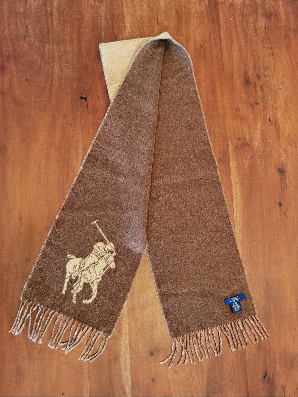 NWOT Polo Ralph Lauren Reversable Wool Polo Logo Scarf Equestrian Preppy Fall